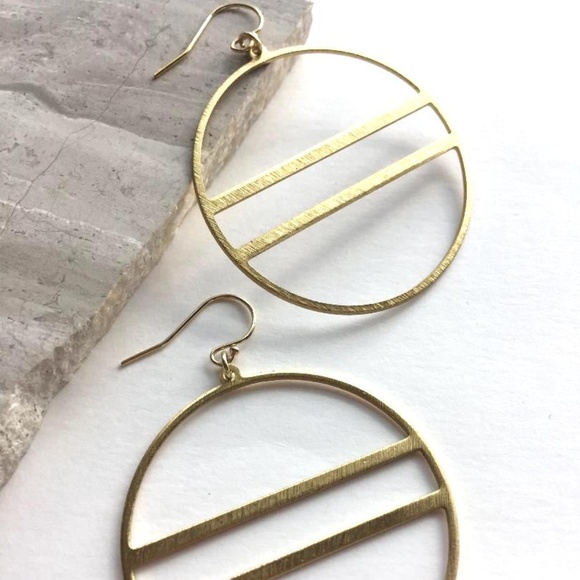 14K gold/sterling silver Modern Hoop Earrings - Picture 3 of 3